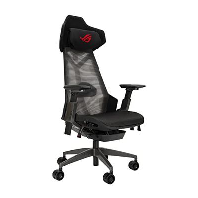 ASUS ROG Destrier Ergo - Silla Gaming Ergonómica (reposacabezas, Lumbar, reposabrazos y Asiento Ajustables, Respaldo con 4 Posiciones, Mobile Gaming Mode, Estructura de Metal, Malla) Color Negro