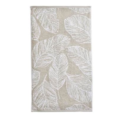 Fusion - Natural Leaf Bath Towel (70 x 130cm) - 100% Cotton - Super Soft - Tropical Palm Leaves Towel - Linen & White Bath Towel/Bath Sheet - Natural Bathroom Accessory - Matteo Collection