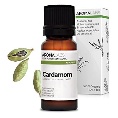 BIO - Cardamom Essential Oil - 10mL - 100% Pure, Natural, Chemotyped and AB Certified - AROMA LABS (French Brand)