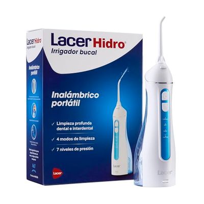 LACER Idro - Irrigatore orale portatile e wireless, con 2 ricariche, pulizia interdentale rapida ed efficace, 4 modalità di pulizia, 7 livelli di pressione, design ergonomico e compatto