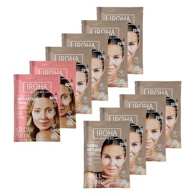 Iroha Nature -Confezione da 10 Cerotti per Occhi in tessuto.La soluzione per eliminare BORSE, OCCHIAIE e RUGHE nel contorno occhi.100% Biodegradabile, Vegano,Cruelty-Free e 95% di INGREDIENTI NATURALI