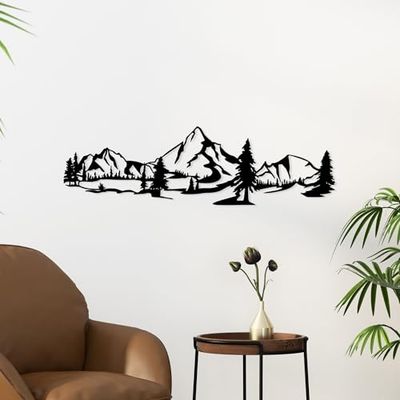 Accessoire mural décoratif élégant en métal noir, 20 x 70 cm | 100% métal, 1,5 mm d'épaisseur | Léger et facile à accrocher | Parfait pour la décoration moderne