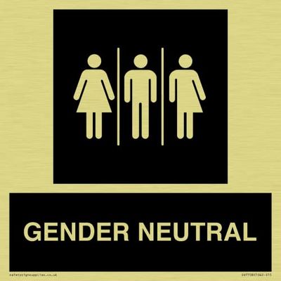 Female, Male and Non-gender specific in black panel Sign - 150x150mm - S15