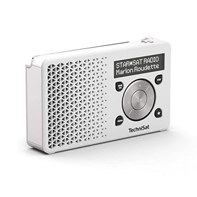 TechniSat DIGITRADIO 1 — radio DAB+ portable avec batterie (DAB, FM, haut-parleur, prise casque, mémoire préférée, écran OLED, petit, 1 watt RMS), blanc