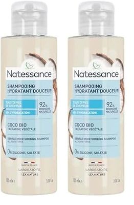 Natessance - Shampooing extra-doux - brillance - Coco & Kératine végétale - usage fréquent 100ml (Lot de 2)