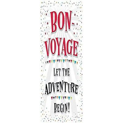 Piccadilly Greetings Modern Bon Voyage Card - 7 x 5 inches, A11851, beige|black|white|red|grey