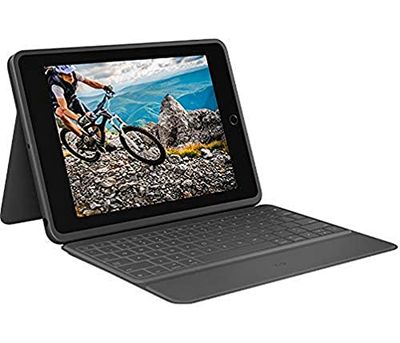 Logitech Rugged Folio per iPad (7ª, 8ª e 9ª generazione) Custodia con tastiera protettiva, Layout Tedesco ‎QWERTZ - Nero