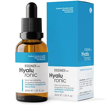 Siero Viso Acido Ialuronico Puro Effetto Antirughe Rimpolpante Con Niacinamide + Provitamina B5 Formula Idratante Concentrata Anche Per Contorno Occhi | ESSENZE Hyaluronic 30ml