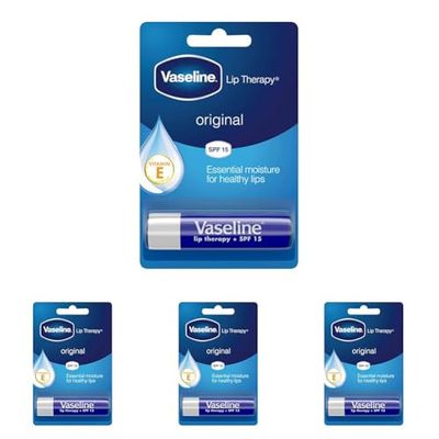 Vaseline Lip Therapy Original Lip Balm, 4 g (Pack of 4)