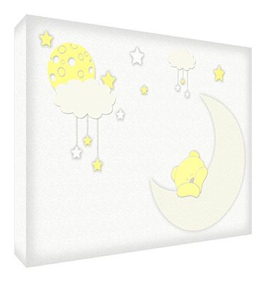 Feel Good Art BEARMOON1624-06ES - Tela decorativa da parete con orso dormato, 60 x 40 x 4 cm, colore: giallo