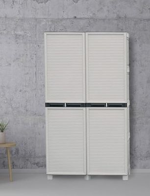 Dmora - Armadio da esterno Liegi, Mobile outdoor, Armadio per lavanderia multiuso, 100% Made in Italy, Grigio chiaro, 100x39h172 cm