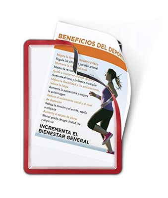 Tarifold Es 194903- Pack 2 Marcos Magnéticos A4 porta documentos y señalización Magneto. Dorso imantado alta sujeción superficies metálicas- marco Rojo, 2 u.