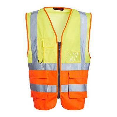 Blackrock Amarillo y Naranja Premium Hi Visest chaleco con bolsillos, ID Pouch y Key Loop, Reflective High Visests con cremallera de seguridad, chaleco de seguridad Ropa de Seguridad EN Certified