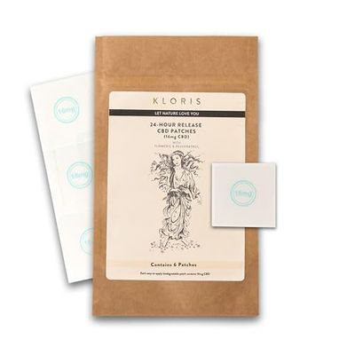 KLORIS 16mg CBD Patches (6 Patches) - for Aching Muscles and Joints, 24-Hour Release with Turmeric & Resveratrol - Transparent and Waterproof