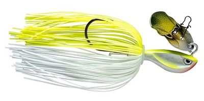 Rapala - Leurre de Pêche Rap-V Perch Bladed Jig Construction Sans Plomb (Bismuth), Leurre Eau Douce Coulant, Profondeur de Nage Variable, 8cm / 15g, Fabriqué en Estonie - Silver Fluorescent Chartreuse