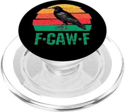 F-Caw-F Cuervo Negro Pájaro Negro Retro Atardecer Vintage F-Caw-F PopSockets PopGrip para MagSafe