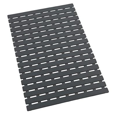 WENKO Alfombra de baño Arinos gris 63 x 40 cm - alfombra para bañera antideslizante con ventosas, plástico, 40 x 63 cm, Gris