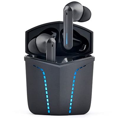 THE G-LAB Korp KRYPTON Bluetooth 5.0 Wireless Gaming Headset, Ultra Low Latency, 2 Built-in Microphones, Quick Charge Case, 15H Battery Life, iPhone/Android/iPad/PC/PS5 Compatible - NEW 2022 (Black)