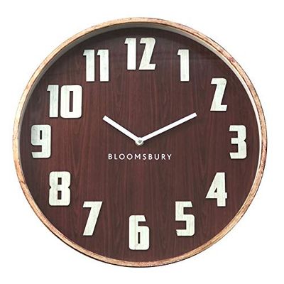 Premier Housewares Wall Clock, Glass, Wood, Red