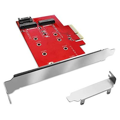 DiskMaster DUAL M.2/NVME en M.2/SATA interne SSD M.2/NVME of M.2/SATA op PCI-Express 4x sleuf op PC SSD Type M.2/NVME of M.2/SATA met PCI express-4/8/16x PCI-Xpr 32Gbit/s.