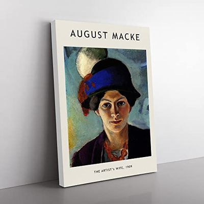 Portrait Of A Woman By August Macke Exhibition Museum Painting Canvas Wall Art Print Ready to Hang, Framed Picture for Living Room Bedroom Home Office Décor, 60x40 cm (24x16 Inch)