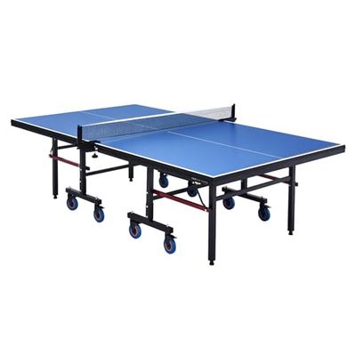 VEVOR Tavolo da Ping Pong Pieghevole in MDF per Interni, Tavolo da Ping Pong Portatile, con Rete a Morsetto Rapido e Ruote Bloccabili, Gioco da Ping Pong, Montaggio Facile, Piani del Tavolo da 25 mm