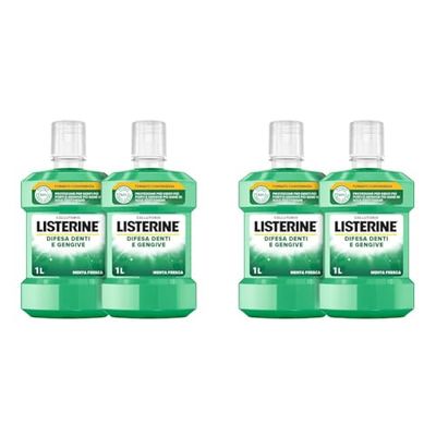 LISTERINE Collutorio, Difesa Denti e Gengive, Tripla Azione, Denti Forti, Gengive Sane, Confezione da 4 x 1L