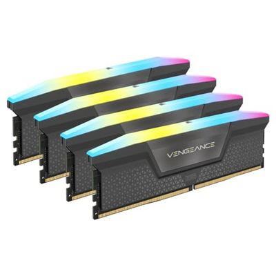 CORSAIR VENGEANCE RGB DDR5 64GB (4x16GB) DDR5 5600MHz CL36 AMD EXPO Intel XMP iCUE Memoria Compatibile per Computer - Grigio (CMH64GX5M4B5600Z36)