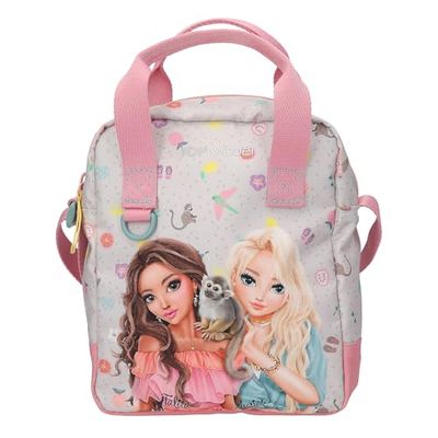 Depesche 13327 TOPModel Juicy – axelväska i gräddvit och rosa, med modellmotiv, apa och färgglatt mönster, handväska med justerbar rem, ROSA, Mittelgroße, Avslappnad