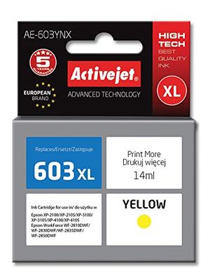 ActiveJet Cartuccia AE-603YNX (ricambio per Epson 603XL T03A44; Supreme; 14 ml; Giallo)