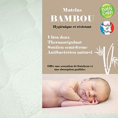 BabyCalin - Colchón de bambú (60 x 120 x 10 cm, 1 unidad)
