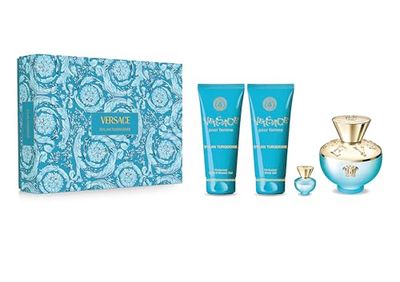 VERSACE DYLAN TURQUOISE SET: EDT SPRAY 100ML + BODY GEL 100ML + SG 100ML + EDP SPRAY 5ML