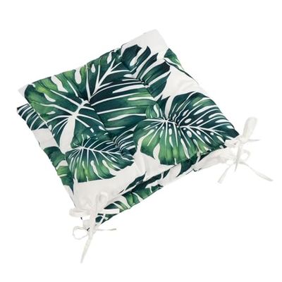 OHS Cuscini per sedie da esterno, motivo foglie tropicali, impermeabili, per mobili da esterno, sedie da bistrot, comodi e morbidi, cuscini per sedie da patio, confezione da 2, verde/bianco