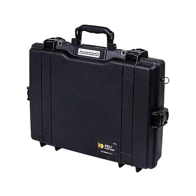 PELI 1495 stötsäker hardcase för bärbar dator, IP67-vatten- och dammtät, 15 liters kapacitet, tillverkad i USA, med anpassningsbar skuminredning, svart