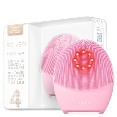 FOREO LUNA 4 plus, spazzola per pulizia viso, NIR + LED rosso, Detersione profonda anti punti neri e massaggio viso, Massaggiatore viso antirughe con microcorrente, Pelle Normale