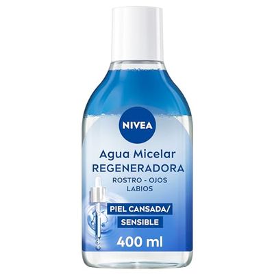 NIVEA Agua Micelar Regeneradora (400 ml), gel limpiador facial con 5% Sérum y Amino Acid Complex, tónico facial para rostro, ojos y labios, aceite desmaquillante facial con Pantenol y Escualano