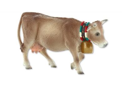 Bullyland 62633 - Figura di Gioco, Mucca Alpina Lara, Alta Circa 7 cm, Figura Dipinta a Mano, Senza PVC, per Bambini per Il Gioco d'immaginazione