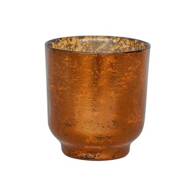 Ivyline Metallic Candle Holder in Copper - Modern Glass Candlestick - Elegant Table Centrepiece Decoration - H15 x W13.3 cm