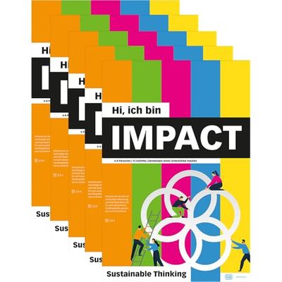 PLAYROOM Impact Flip Paper Pad - Set di 5 strumenti Workshop per il pensiero sostenibile - Certificato FSC® - Framework fai da te compatto - lingua tedesca