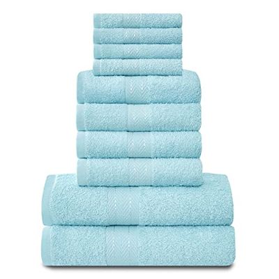 Gaveno cavalia 10pk Toronto para Cuna con 4 y 4 Cara, Mano 2 Toalla de baño, algodón, Aqua, Full