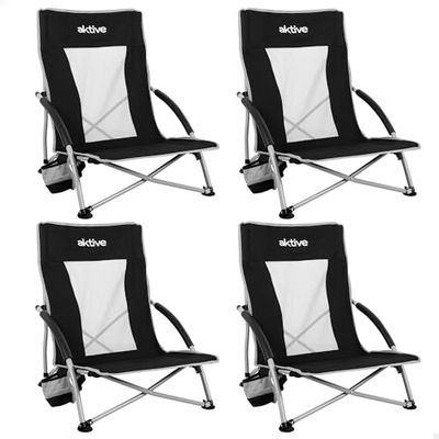 AKTIVE 4-pack hopfällbara campingstolar, 50 x 51 x 67 cm, stålstruktur, andningsbart tyg, vadderade armstöd, med sidounderlägg, max 110 kg, bärskydd (85500)