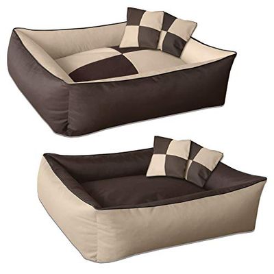 BedDog® 2in1 Max Quattro Beige/Marrone XL, 100x85 cm, Letto per Cane L Fino a XXXL, 8 Colori, Cuscino, Divano, Cestino per Cane