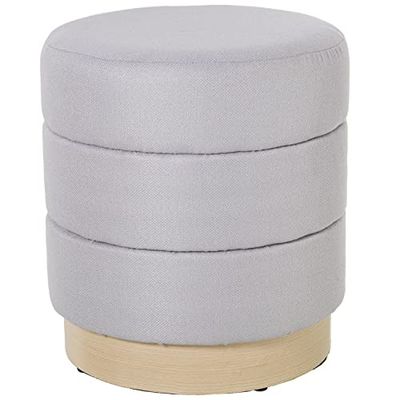 PUF TAPIZADO GRIS PERLA TERCIOPELO °39X44CM, POLI╔STER