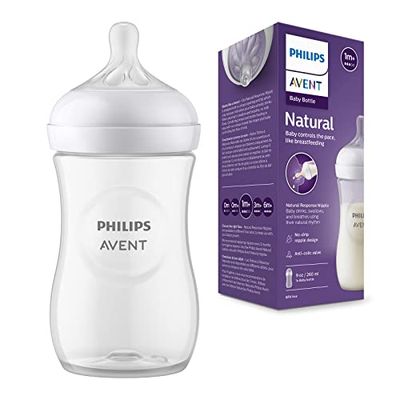 Philips Avent Natural Response-babyfles - Babymelkfles van 260 ml voor pasgeboren en oudere baby's, BPA-vrij, voor 1 maand en ouder (model SCY903/01)