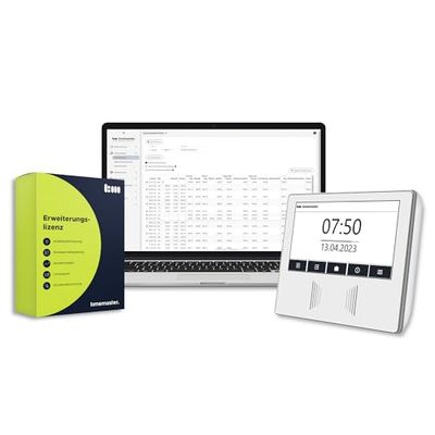 TimeMaster Web Starterset Office wit, tijdregistratiesysteem voor 10 medewerkers, incl. software voor personeelsbeheer, tijdregistratieapparaat met RFID- en NFC-lezer en 10 transponders 250913