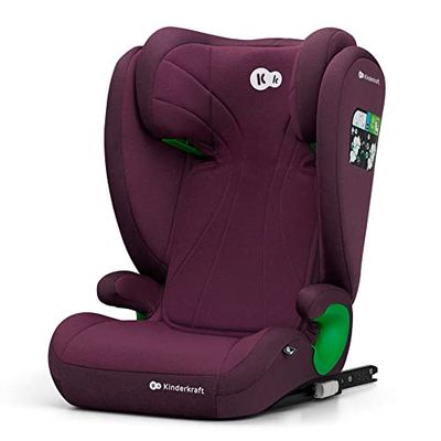 Kinderkraft JUNIOR FIX i-Size Siège auto bébé Groupe 2/3 100-150 cm, de 3,5 à 12 ans, avec Isofix fixation, Têtière ajustable en hauteur 10 niveaux, Protection latérale, Housse amovible, Burgund
