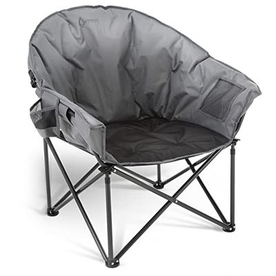 ARROWHEAD OUTDOOR Chaise de Camping Pliante surdimensionnée Robuste avec Poche extérieure, Porte-gobelet, Portable, rembourrée, Lune, Ronde, Soucoupe, supporte 150 kg, Sac de Transport, Support basé