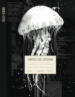 Composition Notebook College Ruled: Vintage Jellyfish White Design | Sea Jellyfish Dark Aesthetic School Student Gift Journal