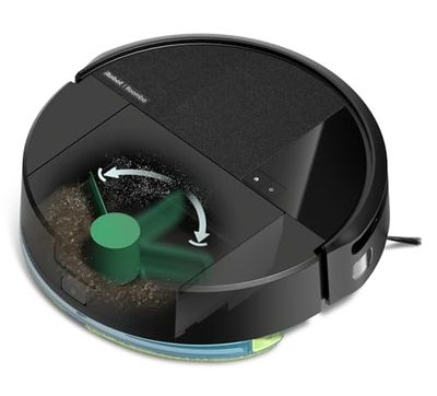 iRobot Roomba 205 DustCompactor Combo, Robot Aspirapolvere Lavapavimenti, Raccoglie e Compatta la Polvere, Navigazione ClearView LiDAR, Rileva Tappeti/Moquette, Controllo tramite App, Nero