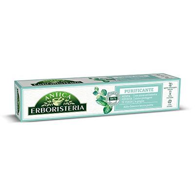 Antica Erboristeria - Dentifricio Purificante ad Azione Antibatterica, Protegge le Gengive, Alito Fresco, Gusto Menta Peperita e Tè Verde - 75 ml